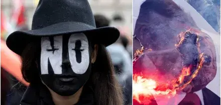 Corteo del &ldquo;no sociale&rdquo; a Roma, bruciato un cartellone con Meloni e Nordio. Gli organizzatori: &ldquo;Siamo 20mila&rdquo;