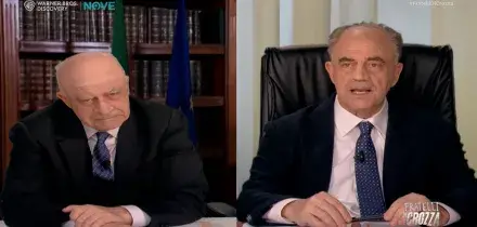 Il surreale dialogo tra Crozza-Nordio e Crozza-Gratteri: &ldquo;Sei matto, capace che bevi solo acqua&rdquo;. &ldquo;Tutti i film in 3d li vedi senza occhiali perch&eacute; con gli spritz ci vedi il triplo&rdquo;