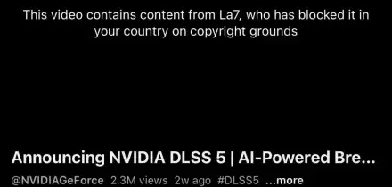 YouTube blocca in tutto il mondo un video di Nvidia perch&eacute; &egrave; convinto che i diritti siano di La7: il clamoroso errore dell&rsquo;algoritmo innesca un effetto domino ed &egrave; il caos