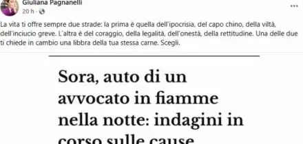 Auto di un&rsquo;avvocata di Sos Donna distrutta dalle fiamme a Sora (Frosinone): ipotesi intimidazione