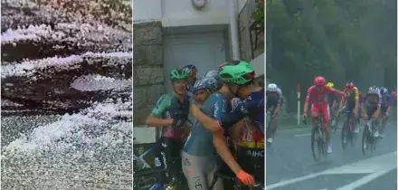 Violenta grandinata sulla Vuelta, i corridori si riparano nelle case a bordo strada: il gesto di Pogacar blocca la tappa
