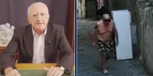 De Luca mostra un uomo in boxer che abbandona per strada un frigorifero: &ldquo;Ecco l&rsquo;imbecille in costume hawaiano&rdquo;