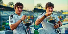 Antonelli mangia gli spaghetti direttamente dalla coppa vinta a Monza: la foto &egrave; virale. &ldquo;Sogno a occhi aperti&rdquo;