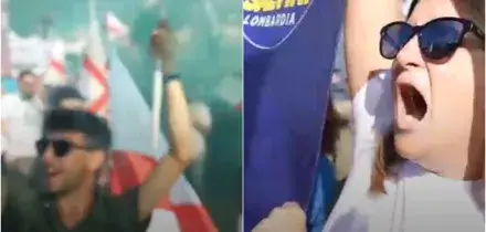Pontida si spacca quando sale sul palco Romeo: cori pro e contro Salvini. E nel pratone c&rsquo;&egrave; anche chi distribuisce fischietti