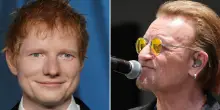 &ldquo;Non mi trascinerai nella politica, vero?&rdquo;: Ed Sheeran mette le mani avanti, ma Bono degli U2 svela un colpo di scena sul brano per l&rsquo;Ucraina &ldquo;Yours Eternally&rdquo;