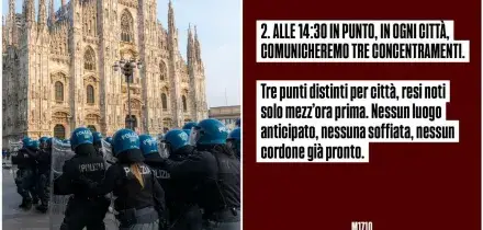 Da Milano a Roma, citt&agrave; blindate in vista del sabato di mobilitazione. Cortei autorizzati, appuntamenti annunciati sui social e la nuova strategia del Movimento 17 Ottobre: la mappa