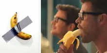 Cattelan, la banana da 150mila dollari mangiata di nuovo (come nello spot degli occhiali). La reazione dell'artista