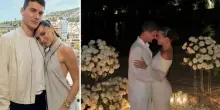Benjamin Pavard sposa Kleofina Pnishi: la cerimonia religiosa in Abbazia e poi la festa in Costiera Amalfitana, i look total white degli sposi, gli invitati vip