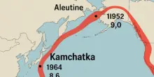 Terremoto Kamchatka nella zona più sismica del mondo, l'Anello di fuoco con Giappone e Aleutine