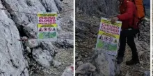 Escursionista britannico salvato sulla Ferrata Berti, multato di 14.225 euro per aver ignorato i segnali di pericolo frana