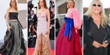 Venezia, pagelle look della serata finale. Emanuela Fanelli gitana (5), Luna Wedler pouff colorato (6-), Alessandra Ambrosio statuaria (8)
