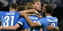 Napoli-Sporting 2-1, le pagelle: De Bruyne inventa e Hojlund finalizza (8), Lobotka (6,5) sempre al posto giusto