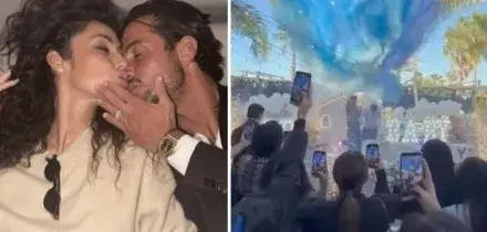 Raffaella Fico e Armando Izzo svelano il sesso del figlio in arrivo: il "sobrio" gender reveal tra rose e fumogeni