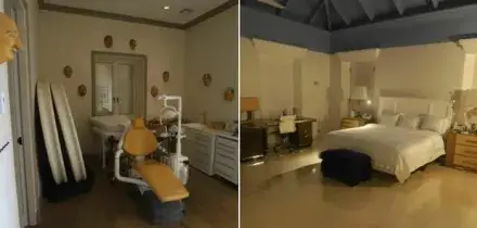 Epstein, le foto choc della villa sull'isola privata: la poltrona da dentista, la stanza senza finestre, le maschere al muro