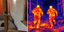 Ladri in casa, cacciatore li ha inseguiti col visore termico dopo che gli hanno forzato la finestra: il pedinamento notturno nel bosco