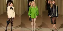 Valentino, i look della sfilata: Gwyneth Paltrow sirena, Ferragni femme fatale, Vittoria Puccini e la figlia a contrasto