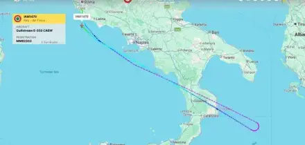 Aereo radar nel Mar Ionio: il jet G550 italiano interrompe il volo dopo meno di due ore, cosa succede