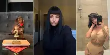 Giorgia Soleri, la casa a Roma: il salone con cucina, il bagno in gres effetto pietra, la camera da letto con gli amici a 4 zampe