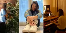 Elisa, la casa country nel verde del Friuli: la vista sulle Alpi, la cucina rustica con dettagli industriali e lo studio con il pianoforte