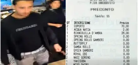 Cena di sushi e vino, poi scappano senza pagare. Il ristorante pubblica il video della coppia in fuga e lo scontrino