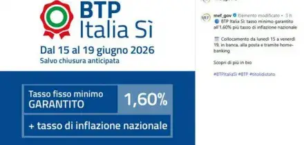 Btp Italia S&igrave;, partenza boom: raccolto un miliardo di euro dopo la prima ora dell'inizio del collocamento