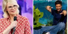 Temptation Island, Maria De Filippi in Calabria con Filippo Bisciglia: la riunione in spiaggia con costume intero e pareo