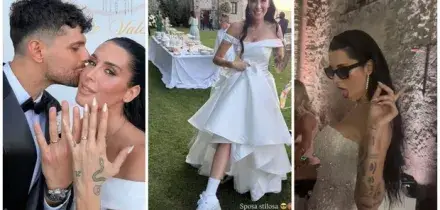 Valentina Vignali, il matrimonio con Fabio Stefanini al Castello di Bracciano: i tre cambi d'abito e le sneakers della sposa