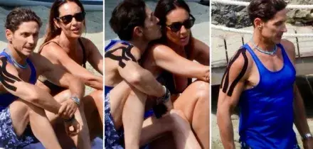 Pier Silvio Berlusconi, relax al mare a Portofino dopo l'incidente: i baci a Silvia Toffanin e la fasciatura sulla spalla dolorante