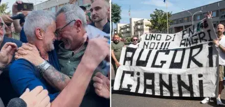 Gianni Alemanno esce da Rebibbia: &laquo;Vannacci? Lo vedo stasera a cena, &egrave; una nuova speranza&raquo;. Folla e cori per l'ex sindaco di Roma