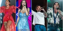 Radio Italia Live, le pagelle look: Fedez in tuta (5), Elettra in discoteca (8-), Serena Brancale con il copricostume a pois (4) e la passione per le stampe di Samuray Jay (7)