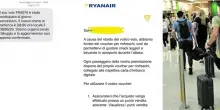 Ryanair, volo rinviato e notte in aeroporto per i passeggeri: niente albergo ma un voucher di 4 euro
