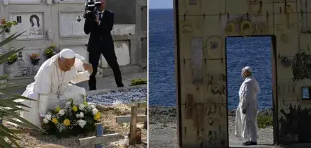 Il Papa dei migranti a Lampedusa sfida l'Europa dei muri, la preghiera al cimitero delle vittime senza nome