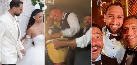 Matrimonio Donnarumma: la viking row di Haaland, Sfera Ebbasta e Ozuna sul palco, le battute di Pio e Amedeo. Top e flop
