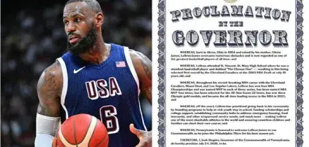 "Lebron James day" il 24 luglio 2026, l'annuncio del governatore della Pennsylvania Josh Shapiro