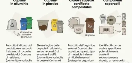 Capsule e cialde caff&egrave;, dal 12 agosto cambiano le regole per la differenziata: come si buttano e cosa devono fare i consumatori