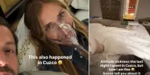 Chiara Ferragni, malore in Per&ugrave; dopo l'escursione a 5mila metri. La foto con la bombola d'ossigeno: &laquo;Non respiravo bene, il braccio non rispondeva&raquo;