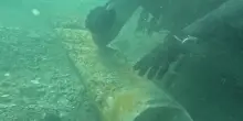 Baia sommersa: scoperta una colonna in marmo bigio alla Villa a Protiro