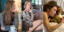 Lucilla Agosti, la casa nel verde: la cucina color tiffany retr&ograve;, il salone in velluto grigio, la camera da letto