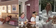 Michelle Hunziker, la casa a CityLife: la parete in velluto, l'angolo delle figlie, le sedie da 400 euro l'una, il bulldog rosso con gli occhiali da sole e il terrazzo su Milano