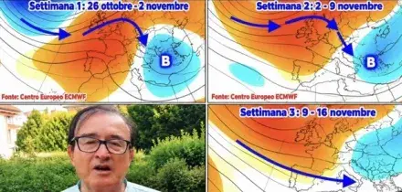 Meteo, Giuliacci: ciclone atlantico sull?Italia, freddo e piogge tra domani e gioved&igrave;, weekend del 1 novembre a rischio