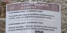 Dal 6 dicembre un biglietto per visitare il cortile di Giulietta