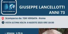 Uomo di 73 anni scomparso da 2 giorni a Roma