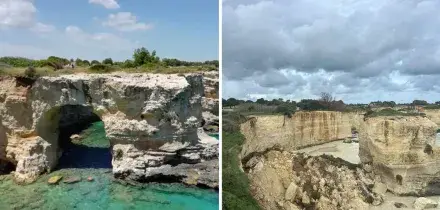 Maltempo, si sbriciola in mare l'arco dell'amore a Melendugno