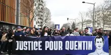 Corteo per Quentin sul posto del linciaggio, 'Adieu camarade'