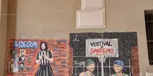 A Sanremo il murale dedicato a Conti, Pausini e ai co conduttori del Festival