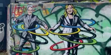 Milano Cortina: a Milano murale con Meloni e Mattarella