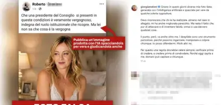 Meloni: 'Girano mie foto false generate con l'IA, i deepfake sono pericolosi'