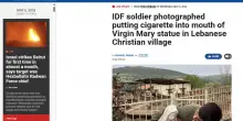 Nuova foto shock, soldato dell'Idf mette una sigaretta in bocca a una statua di Maria