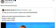 Musk a gamba tesa sul voto in Francia: 'Le Pen l'ultima speranza'