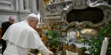 Il Papa a sorpresa visita l'abbazia di Montecassino